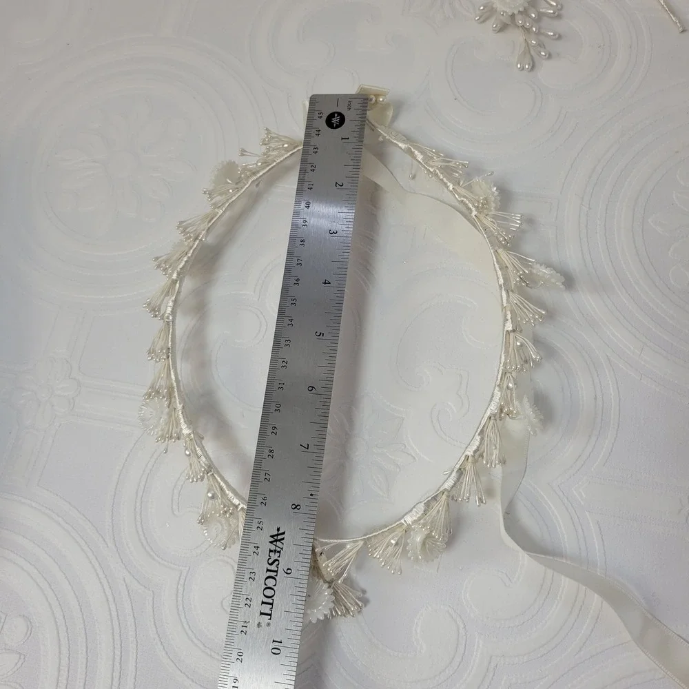 Vintage Greek Stefana Wedding Crowns Ivory Pearls Floral 1980's‎ Orthodox